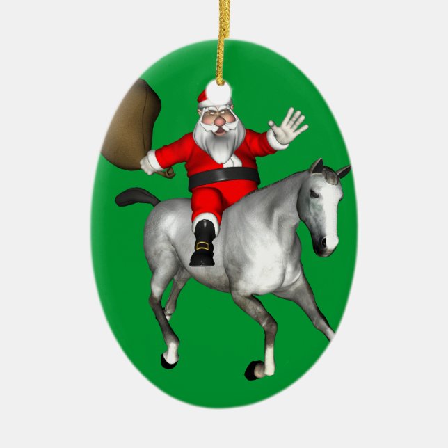 Santa Claus Reiten Keramikornament (Vorne)
