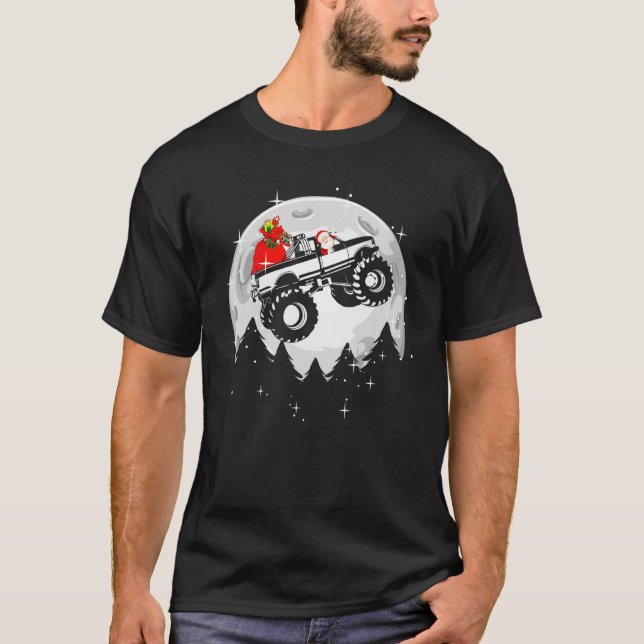 Santa Claus Reiten Monster Truck Fahrer Reiter Xma T-Shirt (Vorderseite)