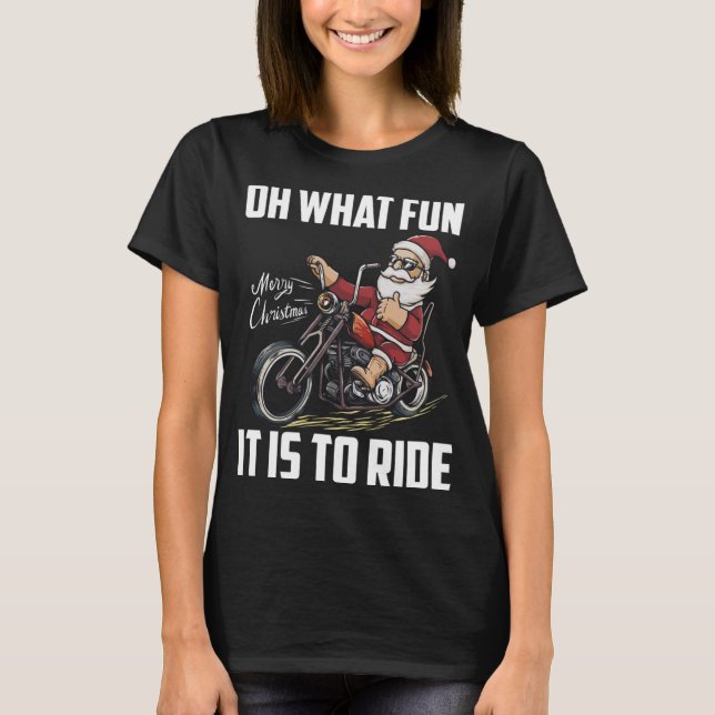 Santa Claus Reiten Motorrad Cool Biker Chri T-Shirt (Vorderseite)