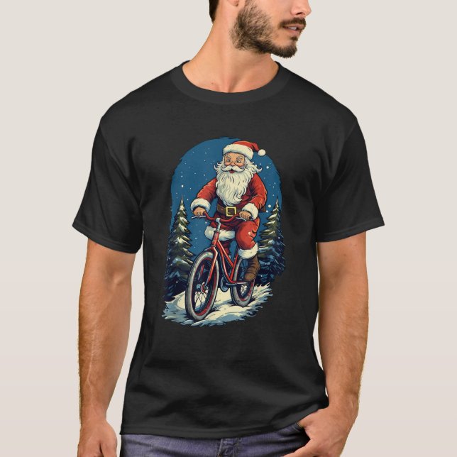 Santa Claus Reiten Radfahrer Radfahrer X T-Shirt (Vorderseite)