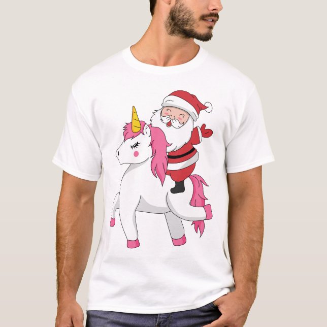 Santa Claus reiten unicorn T-Shirt (Vorderseite)