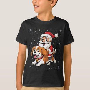 Santa Claus reitet auf einem Cavalier King Charles T-Shirt