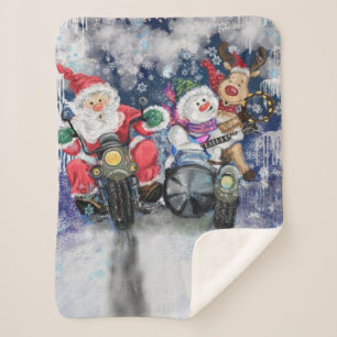 Santa Claus Rentier und Schneemann Babydecke Sherpadecke