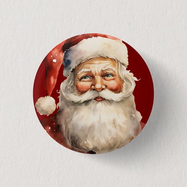 Santa Claus Retro Christmas Button (Vorderseite)