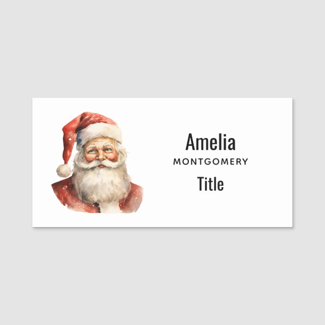 Santa Claus Retro Christmas Namensschild (Vorderseite)