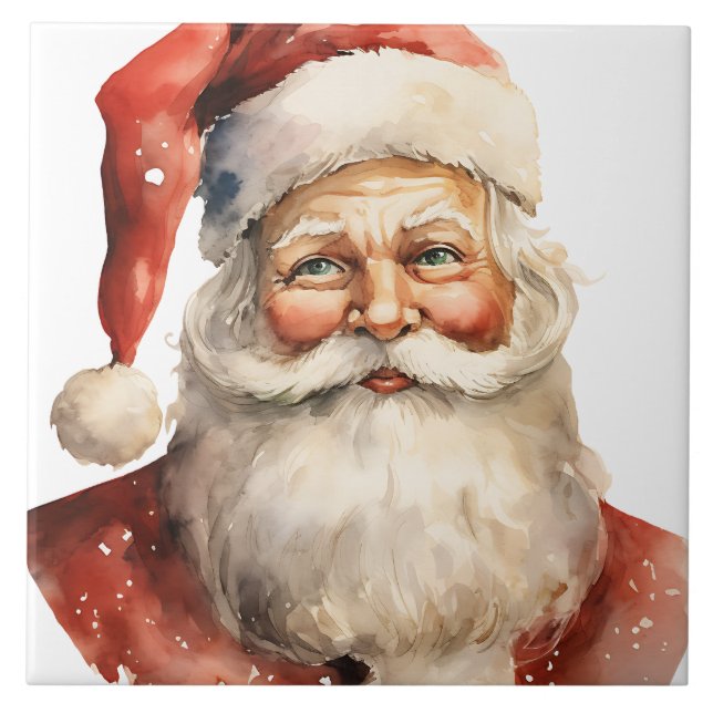 Santa Claus Retro Weihnachten Fliese (Vorderseite)