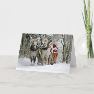 Santa Claus rides in a Horse sleigh Karte