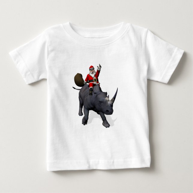 Santa Claus Rides Rhino Rhinoceros Baby T-shirt (Vorderseite)