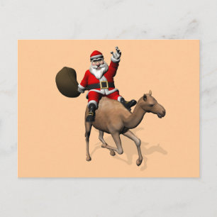 Santa Claus Riding A Camel Feiertagspostkarte