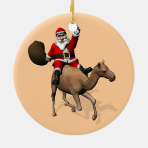 Santa Claus Riding A Camel Keramikornament