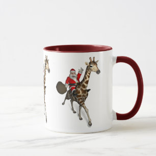 Santa Claus Riding A Giraffe Tasse