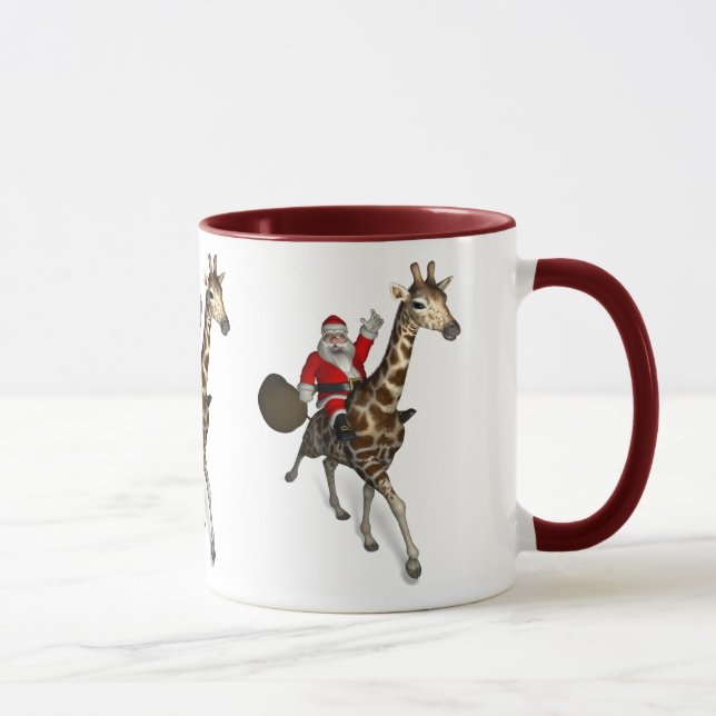 Santa Claus Riding A Giraffe Tasse (Rechts)