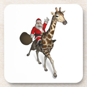 Santa Claus Riding A Giraffe Untersetzer