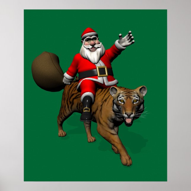 Santa Claus Riding A Tiger Poster (Vorne)
