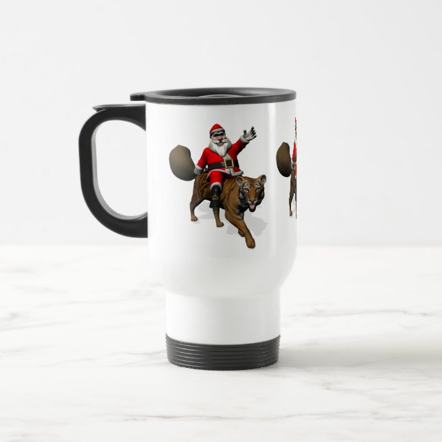 Santa Claus Riding A Tiger Reisebecher (Links)