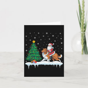 Santa Claus Riding Bartded Collie Dog Boys Girls C Karte