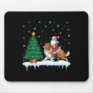 Santa Claus Riding Bartded Collie Dog Boys Girls C Mousepad