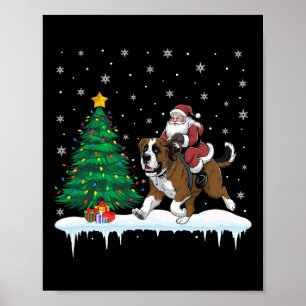 Santa Claus Riding Bernard Dog Boys Girls Kinder K Poster