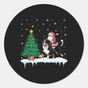 Santa Claus Riding Bernese Dog Boys Girls Runder Aufkleber