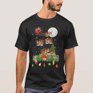 Santa Claus Riding Chipmun Reindeer Sleigh Xmas Da T-Shirt