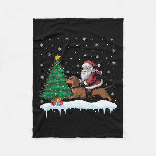 Santa Claus Riding Dackel Dog Boys Girls Kinder C Fleecedecke