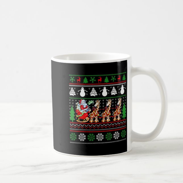 Santa Claus Riding Giraffe Sleigh Ugly Christmas B Kaffeetasse (Rechts)