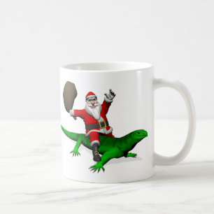 Santa Claus Riding Green Lizard Kaffeetasse