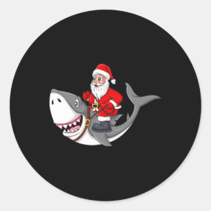 Santa Claus Riding Hai Weihnachtsmänner Mädchen Ki Runder Aufkleber