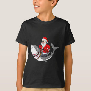 Santa Claus Riding Hai Weihnachtsmänner Mädchen Ki T-Shirt