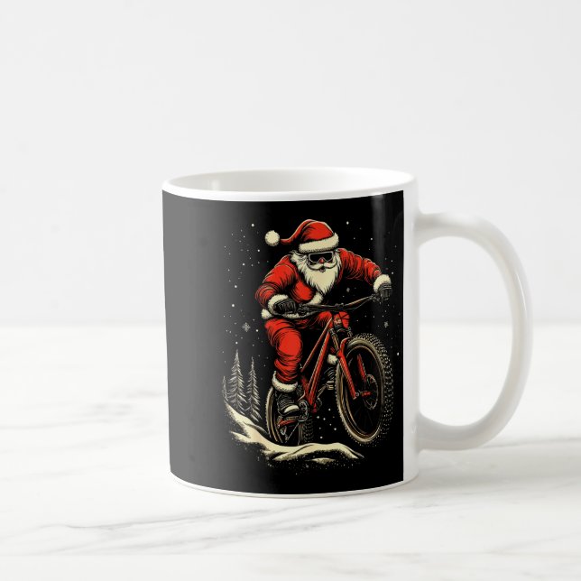Santa Claus Riding Mountain Bike Christmas Funny M Kaffeetasse (Rechts)