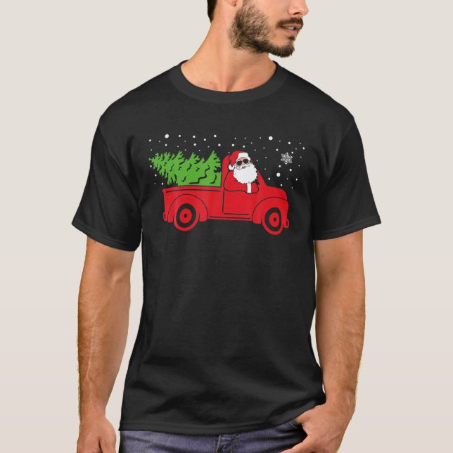 Santa Claus Riding Red Truck Weihnachtsmäuse Fraue T-Shirt (Vorderseite)