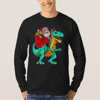 Santa Claus Riding Rex Dinosaur Christmas Dino X T-Shirt