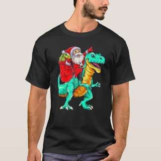 Santa Claus Riding Rex Dinosaur Christmas Dino X T-Shirt