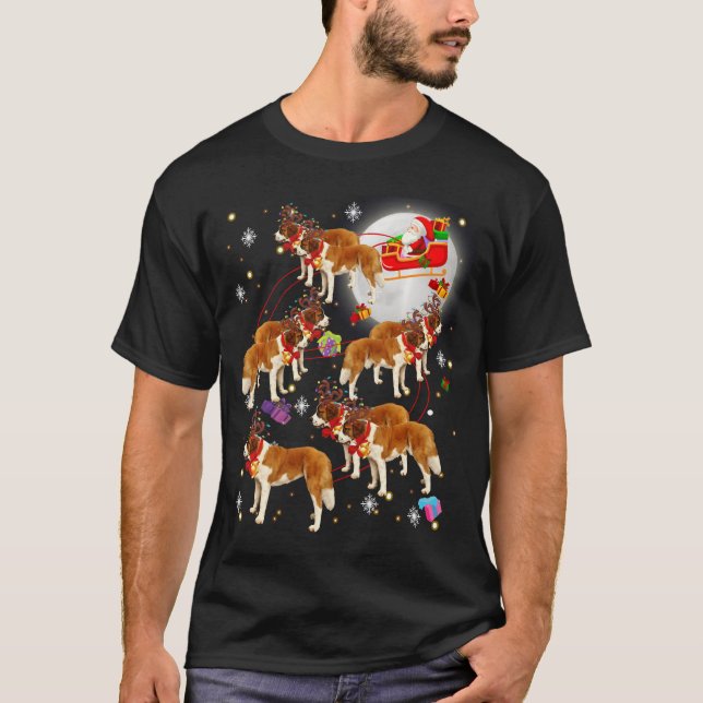 Santa Claus Riding Saint Bernard Weihnachten Pajam T-Shirt (Vorderseite)