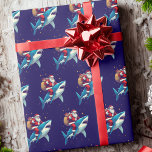 Santa Claus Riding Shark Christmas Blue Geschenkpapier<br><div class="desc">Weihnachtsmann Riding Hai Weihnachten Blaue Woche,  Bestes Geschenk für Jungen Mädchen Männer und Frauen</div>