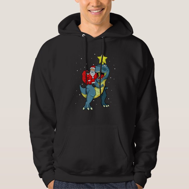 Santa Claus Riding T Rex Dinosaur Weihnachten für  Hoodie (Vorderseite)