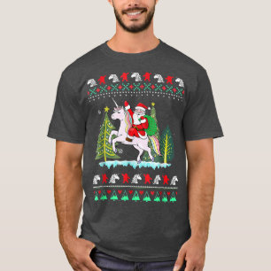 Santa Claus Riding Unicorn Weihnachten T - Shirt