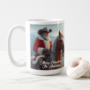 Santa Claus Riding Western Weihnachten Kaffeetasse