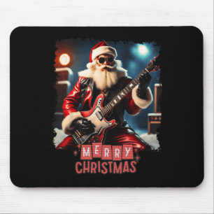 Santa Claus Rock Guitar Frohe Weihnachten Mousepad