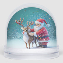 Santa Claus & Rudolf Weihnachts-Schneekugel