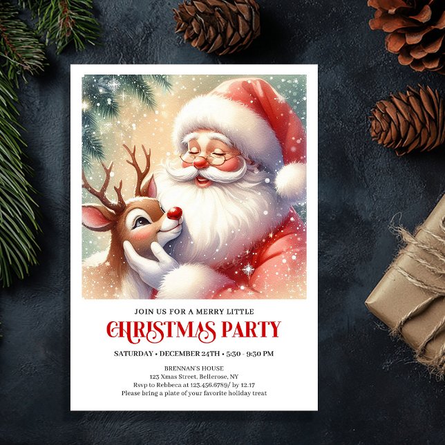 Santa Claus Rudolph Christmas Family Fun Celebrate Einladung (Santa Claus Rudolph Christmas Family Fun Celebration Invite

)