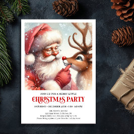 Santa Claus Rudolph Christmas Festive Winter Party Einladung