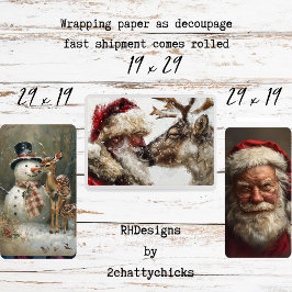 Santa Claus Rudolph Frosty Christmas Decoupage Geschenkpapier Set