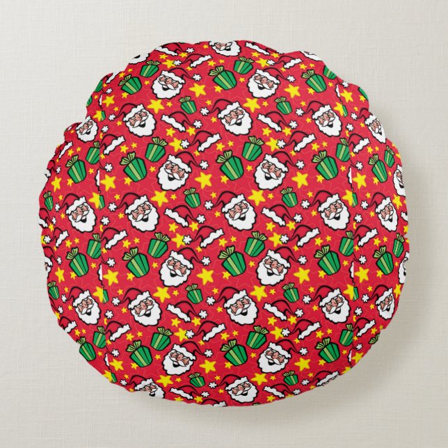 Santa Claus Rundes Kissen (Vorderseite)