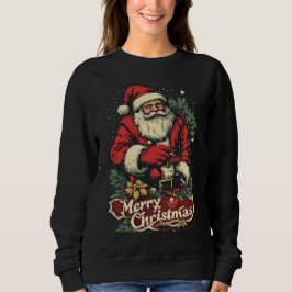 Santa Claus sagt: Frohe Weihnachten auf Schwarz Sweatshirt