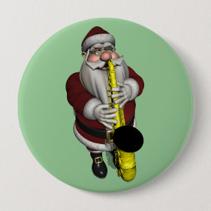 Santa Claus Saxophon spielen Button