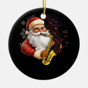 Santa Claus Saxophone Musiker Chr Keramik Ornament