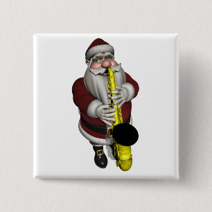 Santa Claus Saxophone Player Button