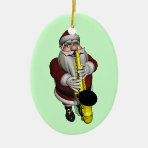Santa Claus Saxophone Player Keramikornament