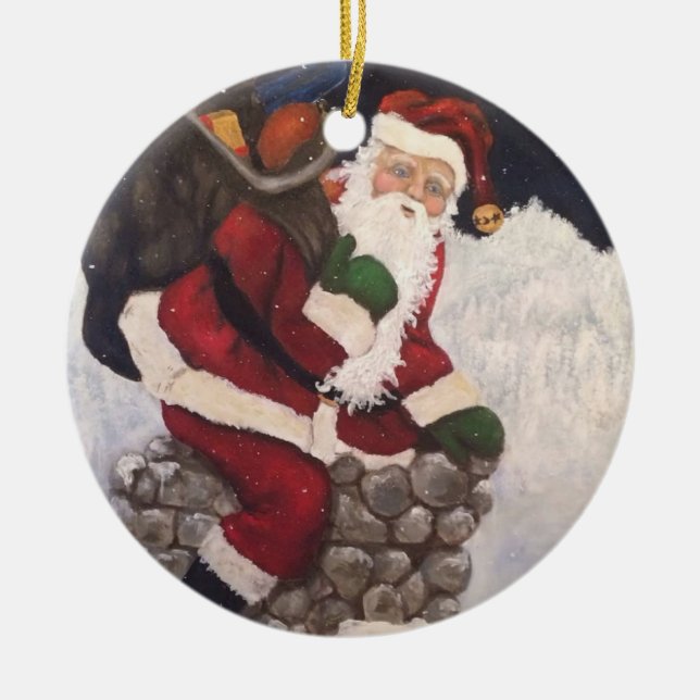 Santa-Claus-Schmuck Keramik Ornament (Vorne)